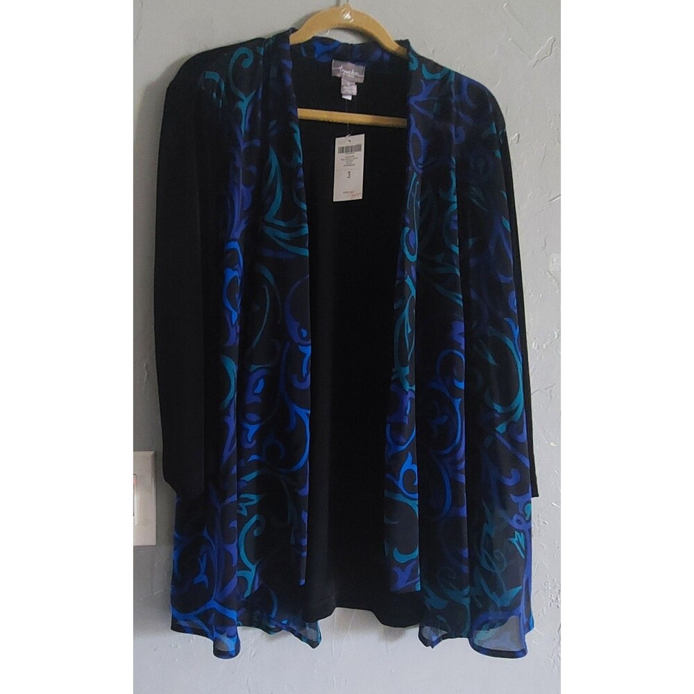 Chico's Travelers Open Front Cardigan with Abstract Swirl Print,women XL
